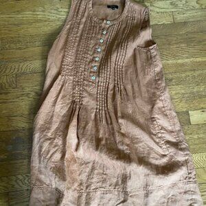 Quince 100% European Linen Sleeveless Swing Dress - Flax - Medium